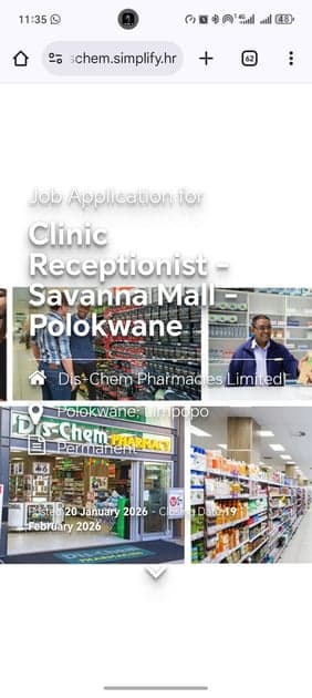 Vacancy: Clinic Receptionist — Savanna Mall, Polokwane 🔌
